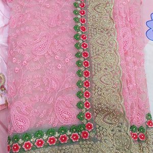 Beautiful  Light Pink Net Saree