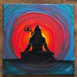 Shiva Painting On Canvas With Stand