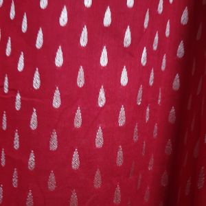 Red Cotton Kurta With Golden Drop Printed(for Men)