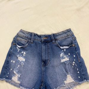 Mid Waist Denim Shorts