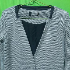 Women's Cropped Blazer Grey Jacket Checker Coat 🧥