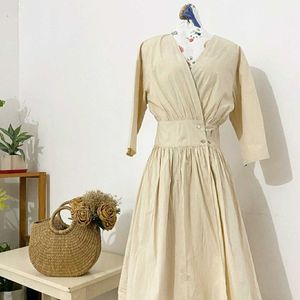 Beige Wrap Dress