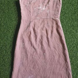 Korean Pink Velvet Dress