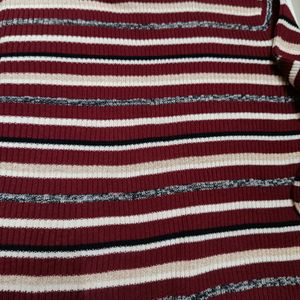 Knitted Stripped Cropped Pullover