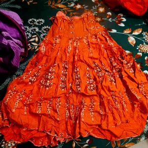 Cute Skirt With Orange Upper Kurti At Lower Price❗