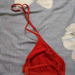 Red Tie Up Bra