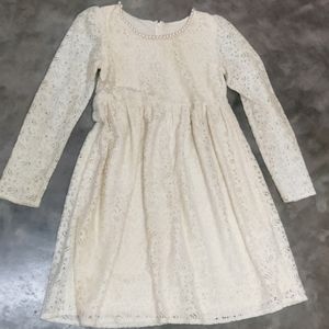 Korean cream lace dress