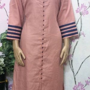 Kurti korean button check designtrend pink1pic 4XL