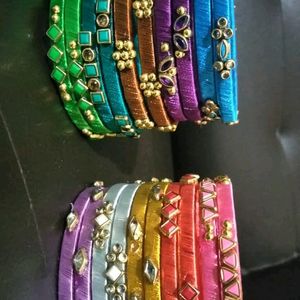 Combo Of Customized Silk Thread Bangles