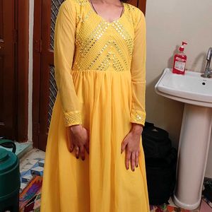 Mirror Design Yellow Gown...