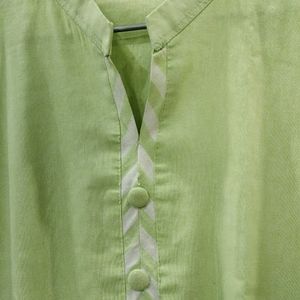 Green Kurta with Striped Bottom