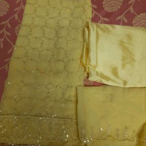 Unstitched Yellow Salwar Suit Piece