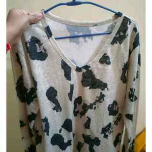 Girls Blue Shirt With Animal print Top