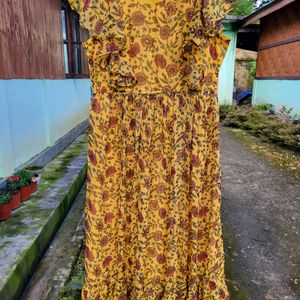 Janasya Midi Dress Mustard Color