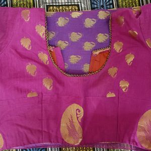 Beautiful Magenta and Purplish saree with blouse