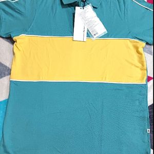 Teen Boy Gree And Yellow Polo T-shirt