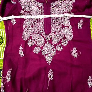 Chikankari Mirror Work Georgette Straight Kurta