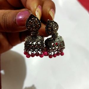 Earings Oxidised Pink