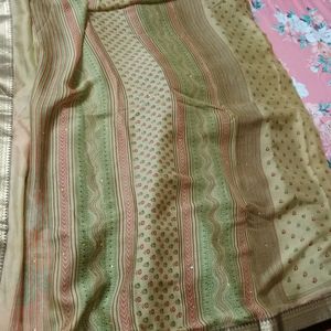 Decent Look Olive Green Colour Office Wear Saree