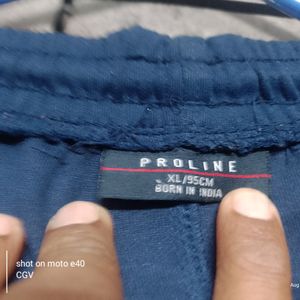 Proline Navy Cotton Reqular Fit Striped Joggers