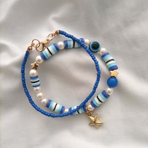 Pair Of 2 Evil Eye Bracelet With Golden Charms ✨💌