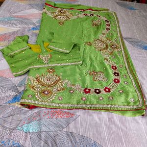 Green Sari With Blouse