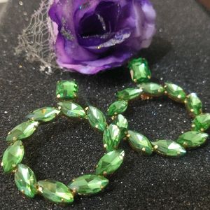 Green Korean Glass Stone Round Eating