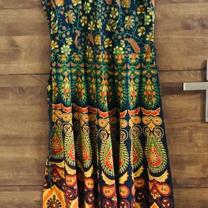 Ravishing Long Gown With Jaipuri Print