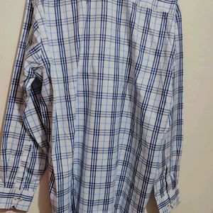 White Shirt Blue Lining Print Boy & Men 48 Chest