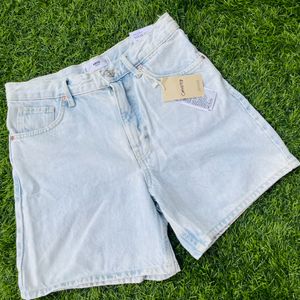 Mango High Waist Straight Denim Shorts For Women