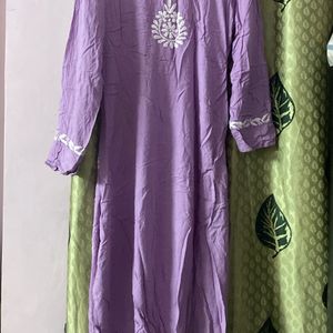 Lavendar Chikankari Kurta- Premium