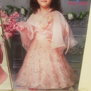 Baby Pink Cape Gown (5 to 6 Yrs)