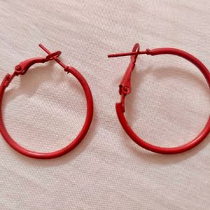 Red Hoop Earrings