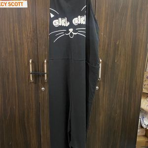 Shien Black Cat Dungaree