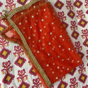 Beautiful Organ Skirt With Red Chuni