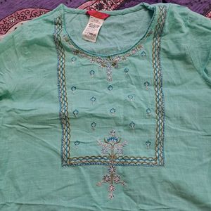 Sky Blue Cotton Short Kurta