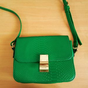 Celine Green Python Medium Classic Sling Bag