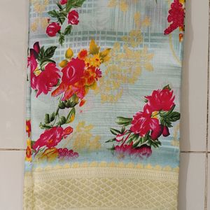 New Unused Printed Art Silk Saree