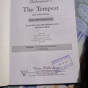 The Tempest Textbook For Icse Students