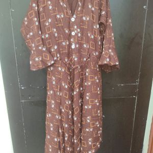 Brown Assymetric Anarkali Kurti