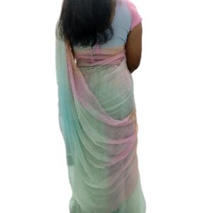 Pastel Colours Diamond Chiffon Saree