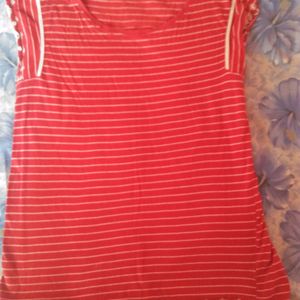 Red Striped T-shirt For Girls