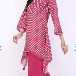 Bandhani Printed Kurti With Trousers