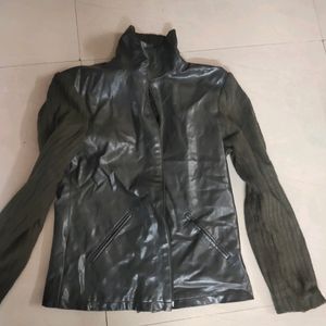 Fancy Leather And Wool Jacket For Women