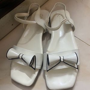 White Flat Bow Sandal