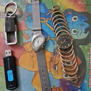 Combo Of Not Working Watches, Keychain,pendrive