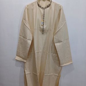 Jacket Kurta Chudidar Set (Cream/Black)