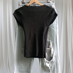 Black Wrap Fitted Top