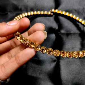 Crystal Rhinestone Gold Plated Brass Necklace