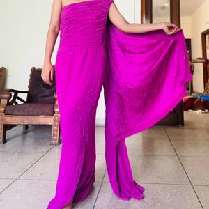 Partywear One Shoulder Draped  Gown